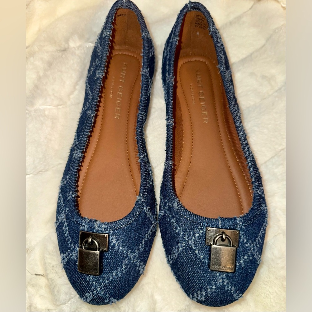 Kurt Geiger Blue Denim Flats with Silver Accent